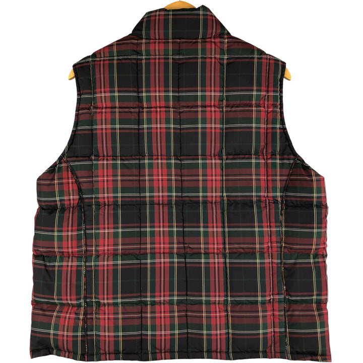 2000'S Eddie Bauer Tartan Check Goose Down Vest, Men's XL polyester red type Vintage Second Hand