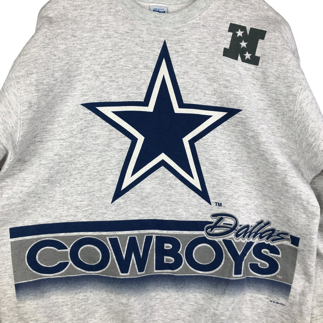 Vintage 90'S SALEM NFL Dallas Cowboys Print Sweatshirt, Made in USA, Men's Size XL cotton gray type Vintage Second Hand