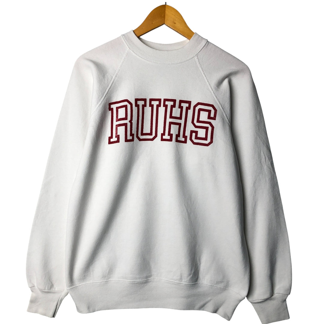 Vintage 1980'S Hanes blue tag college sweatshirt, made in the USA, size L. cotton white type Vintage Second Hand