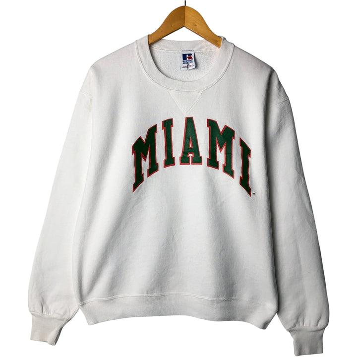 90'S Russell College Sweatshirt, Made in USA, Men's L, Vintage cotton white type Vintage Second Hand
