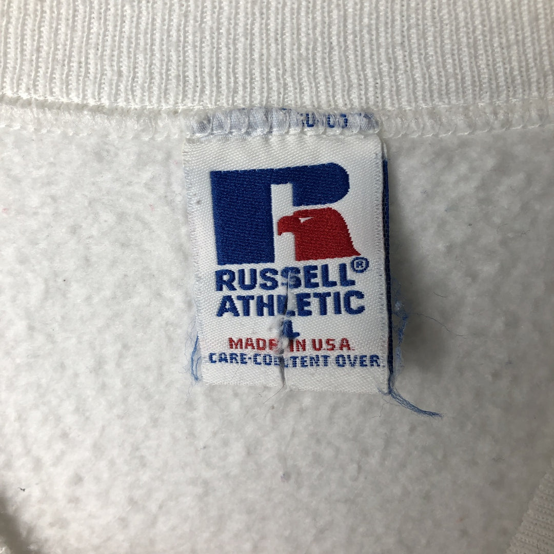 90'S Russell College Sweatshirt, Made in USA, Men's L, Vintage cotton white type Vintage Second Hand