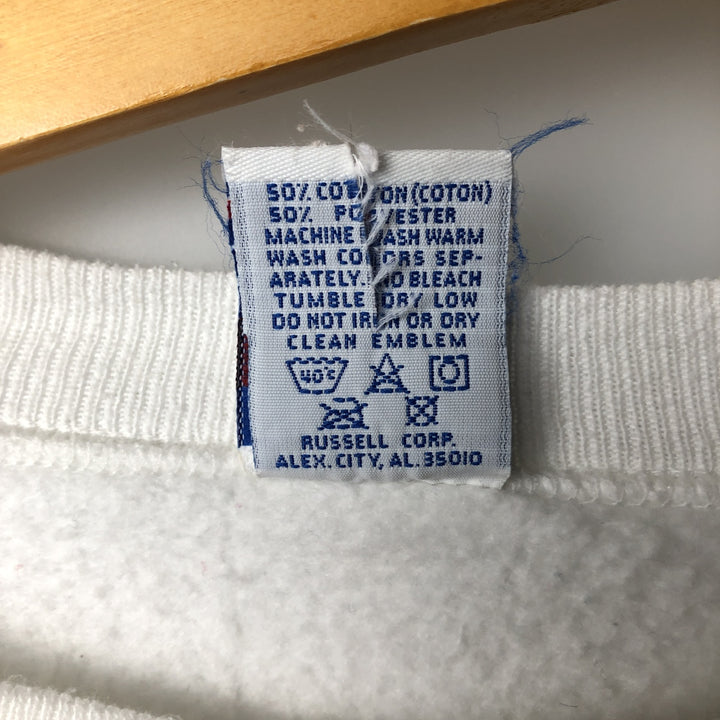 90'S Russell College Sweatshirt, Made in USA, Men's L, Vintage cotton white type Vintage Second Hand