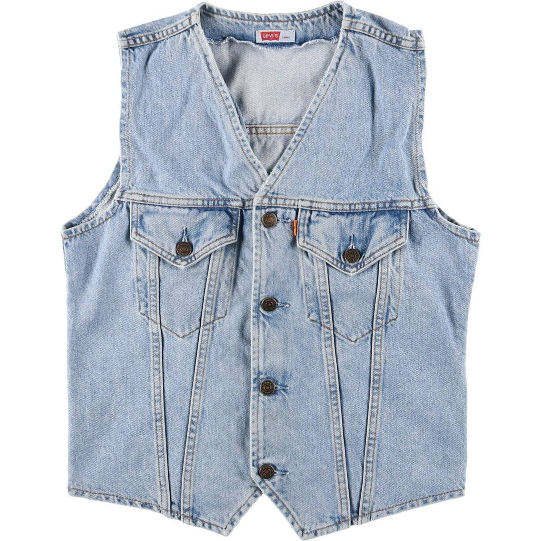 90'S Levi's 70606-0283 Orange Tab Denim Vest, Men's Size L, Vintage cotton blue type Vintage Second Hand