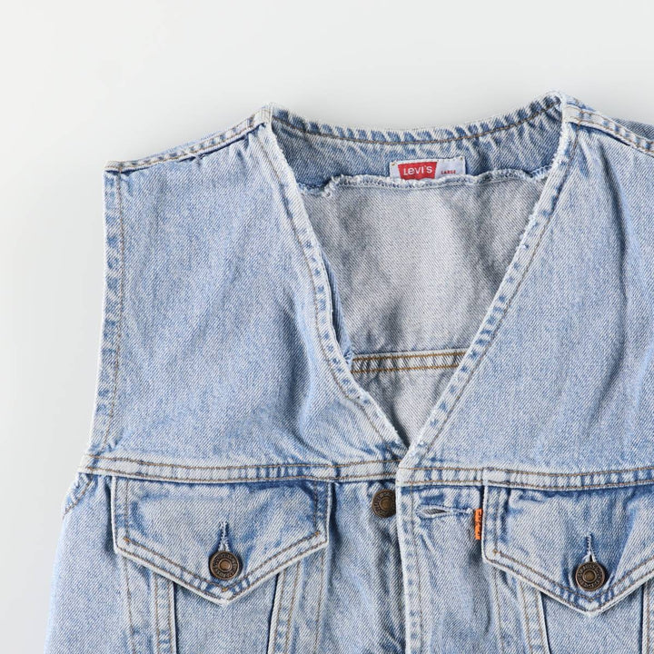 90'S Levi's 70606-0283 Orange Tab Denim Vest, Men's Size L, Vintage cotton blue type Vintage Second Hand