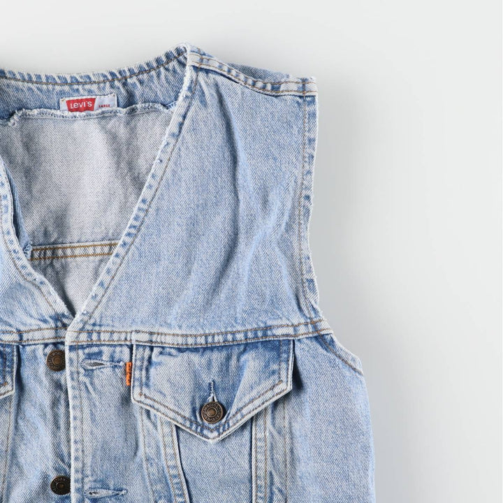 90'S Levi's 70606-0283 Orange Tab Denim Vest, Men's Size L, Vintage cotton blue type Vintage Second Hand