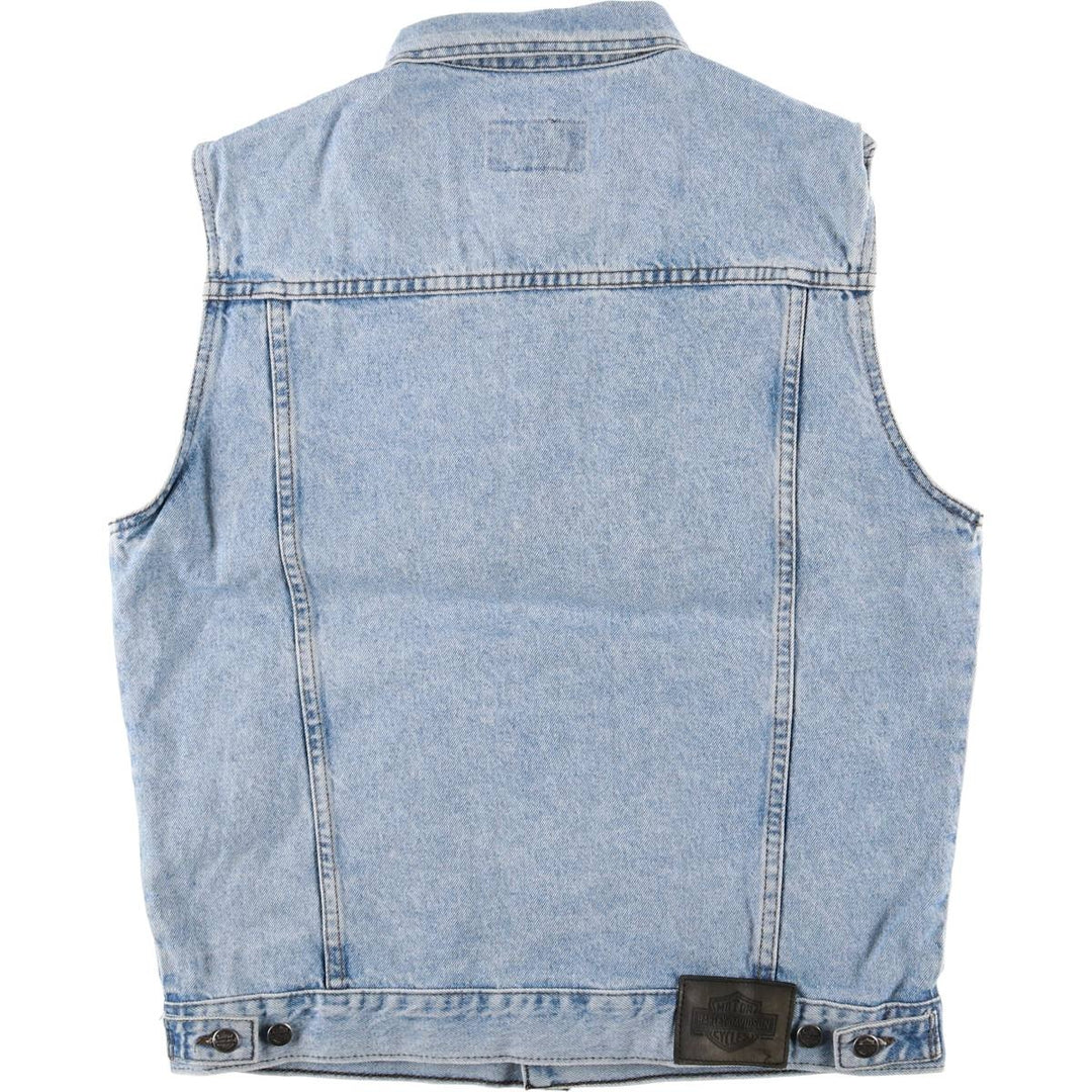 2000'S Harley-Davidson Hidden Button-Down Denim Vest, Made in Canada, Men's Size L cotton blue type Vintage Second Hand