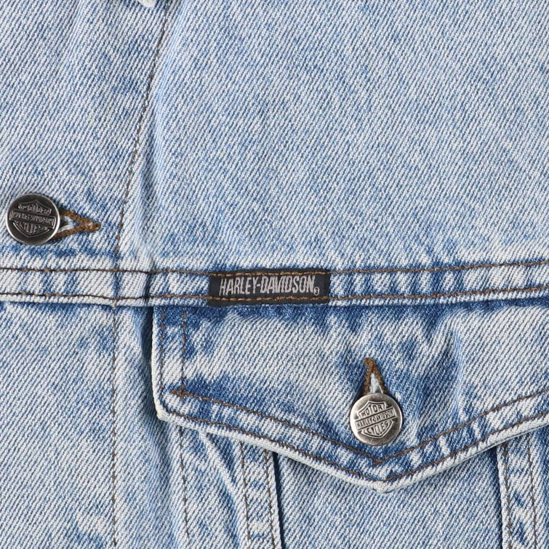 2000'S Harley-Davidson Hidden Button-Down Denim Vest, Made in Canada, Men's Size L cotton blue type Vintage Second Hand