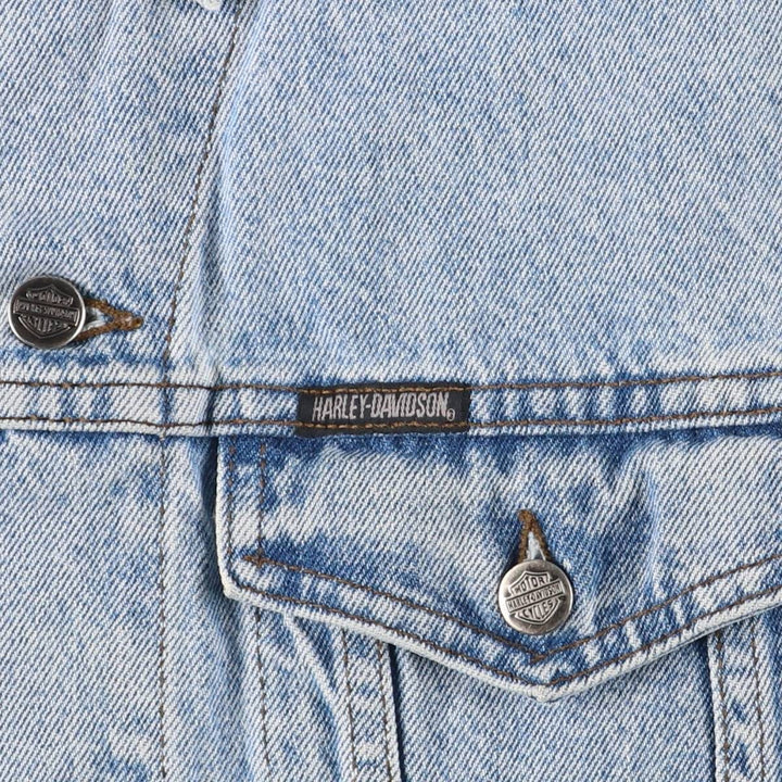 2000'S Harley-Davidson Hidden Button-Down Denim Vest, Made in Canada, Men's Size L cotton blue type Vintage Second Hand