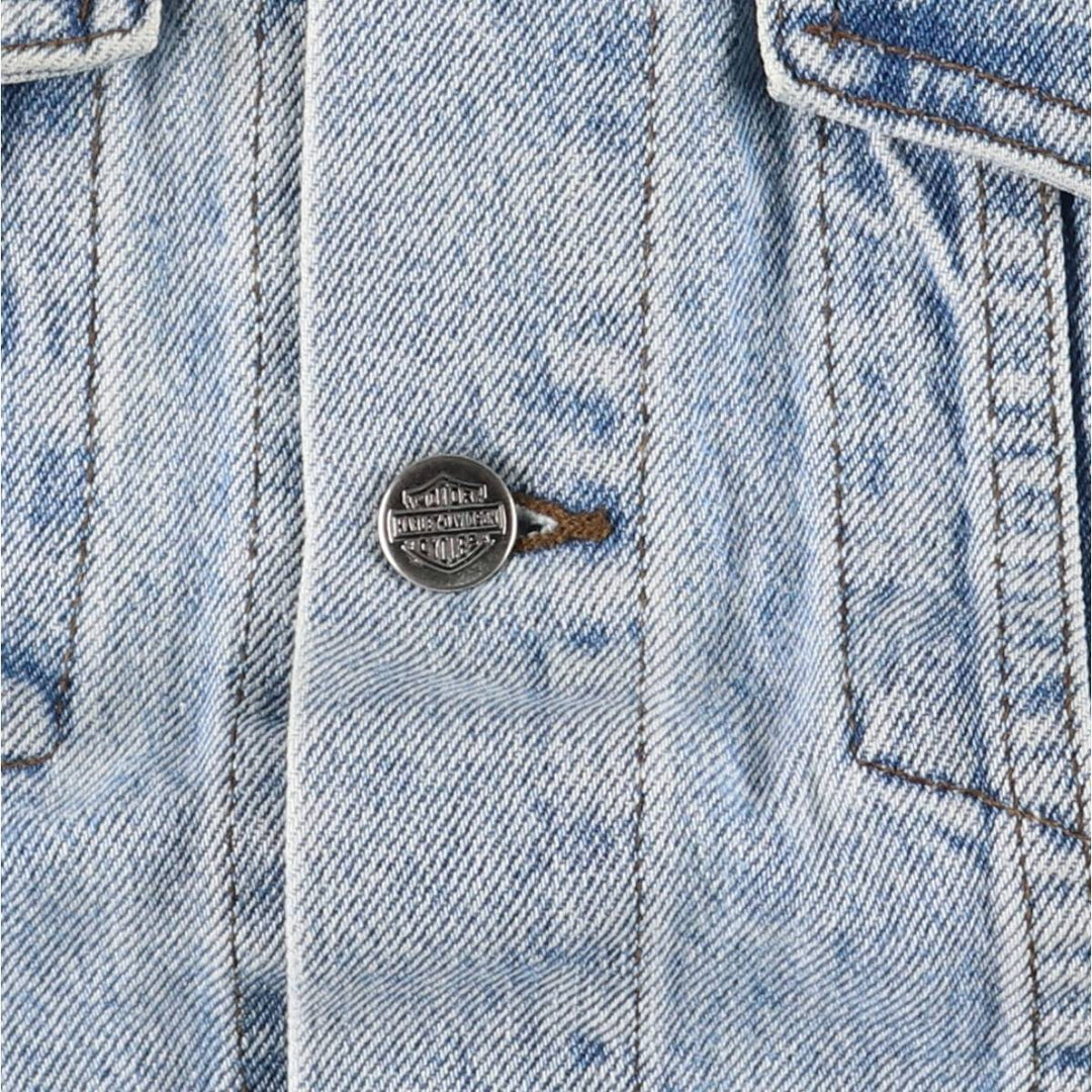 2000'S Harley-Davidson Hidden Button-Down Denim Vest, Made in Canada, Men's Size L cotton blue type Vintage Second Hand