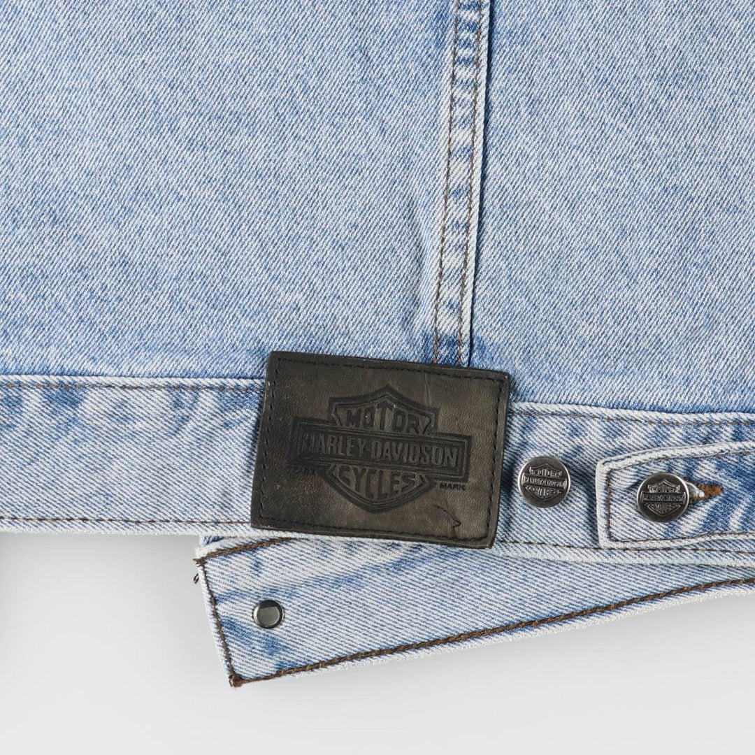 2000'S Harley-Davidson Hidden Button-Down Denim Vest, Made in Canada, Men's Size L cotton blue type Vintage Second Hand