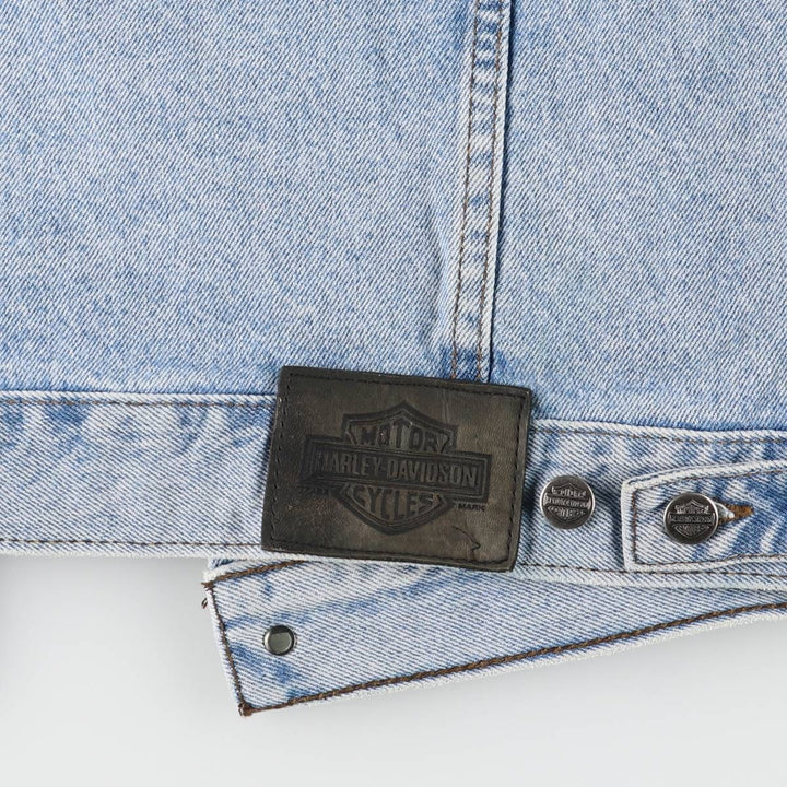 2000'S Harley-Davidson Hidden Button-Down Denim Vest, Made in Canada, Men's Size L cotton blue type Vintage Second Hand