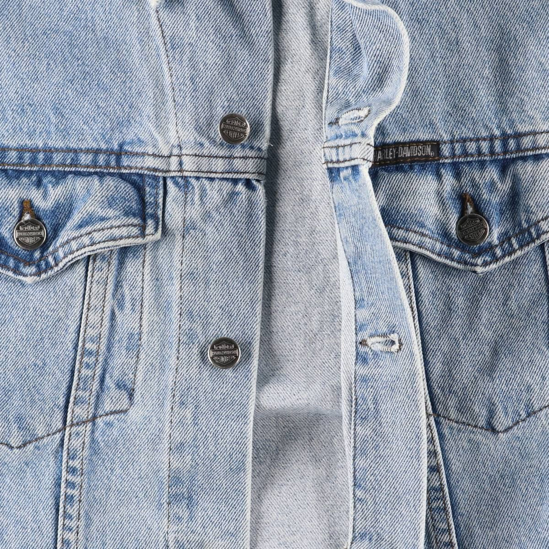 2000'S Harley-Davidson Hidden Button-Down Denim Vest, Made in Canada, Men's Size L cotton blue type Vintage Second Hand