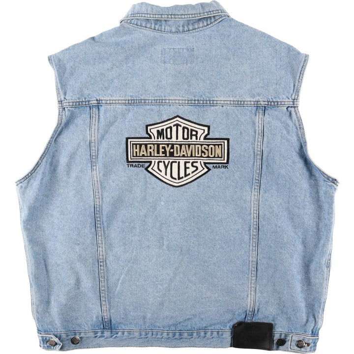 2000'S Harley-Davidson Back Logo Denim Vest, Made in Canada, Men's Size XL cotton blue type Vintage Second Hand