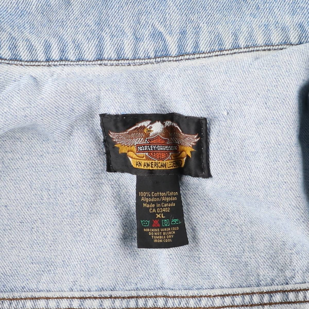 2000'S Harley-Davidson Back Logo Denim Vest, Made in Canada, Men's Size XL cotton blue type Vintage Second Hand