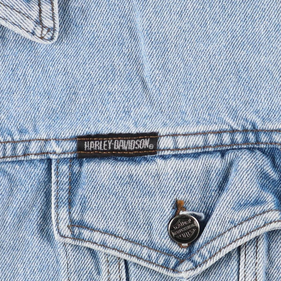2000'S Harley-Davidson Back Logo Denim Vest, Made in Canada, Men's Size XL cotton blue type Vintage Second Hand