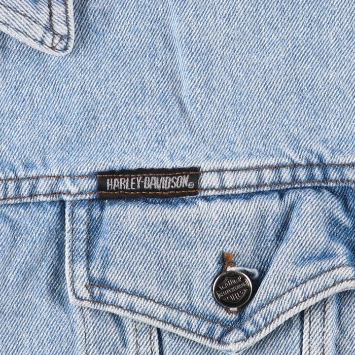 2000'S Harley-Davidson Back Logo Denim Vest, Made in Canada, Men's Size XL cotton blue type Vintage Second Hand