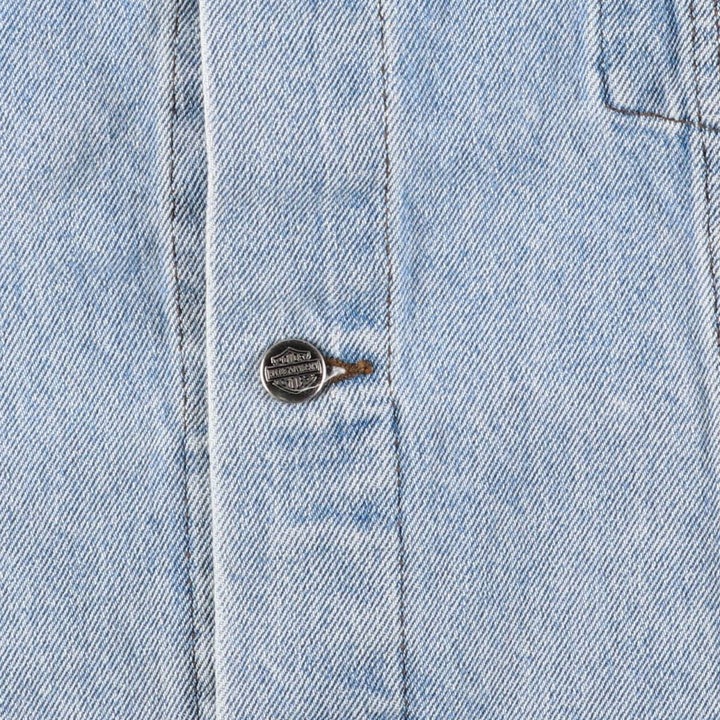 2000'S Harley-Davidson Back Logo Denim Vest, Made in Canada, Men's Size XL cotton blue type Vintage Second Hand