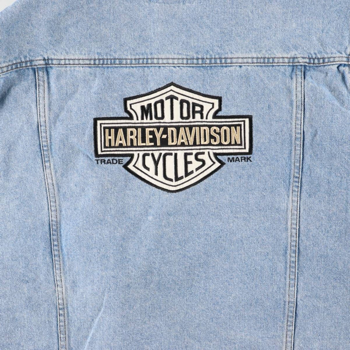 2000'S Harley-Davidson Back Logo Denim Vest, Made in Canada, Men's Size XL cotton blue type Vintage Second Hand