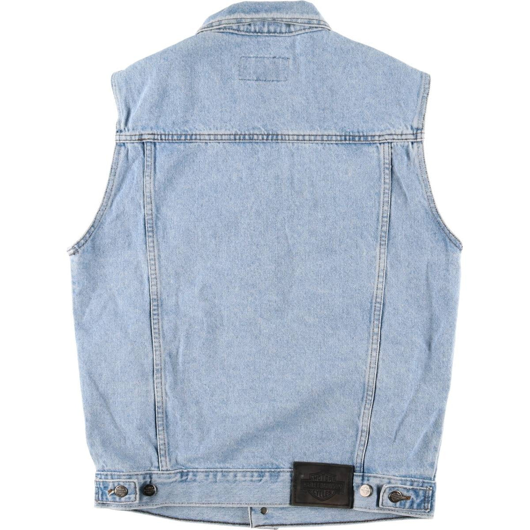 2000'S Harley-Davidson Hidden Button-Down Denim Vest, Made in Canada, Men's Size Small cotton blue type Vintage Second Hand
