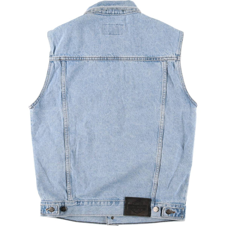 2000'S Harley-Davidson Hidden Button-Down Denim Vest, Made in Canada, Men's Size Small cotton blue type Vintage Second Hand