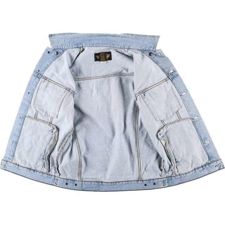 2000'S Harley-Davidson Hidden Button-Down Denim Vest, Made in Canada, Men's Size Small cotton blue type Vintage Second Hand