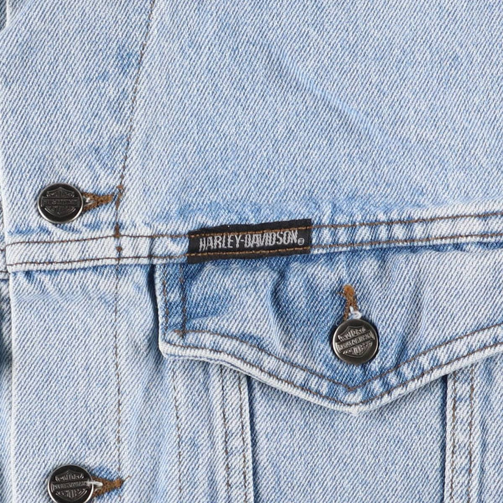 2000'S Harley-Davidson Hidden Button-Down Denim Vest, Made in Canada, Men's Size Small cotton blue type Vintage Second Hand