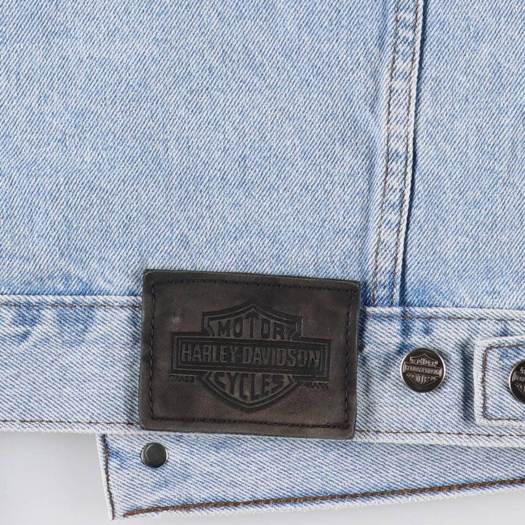 2000'S Harley-Davidson Hidden Button-Down Denim Vest, Made in Canada, Men's Size Small cotton blue type Vintage Second Hand