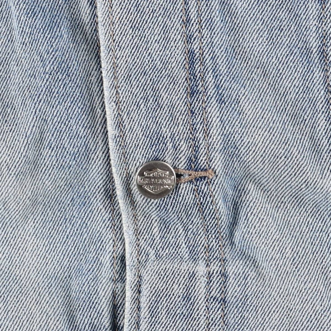 Harley-Davidson Back Logo Hidden Button-Down Denim Vest, Men's Size XL cotton blue type Vintage Second Hand