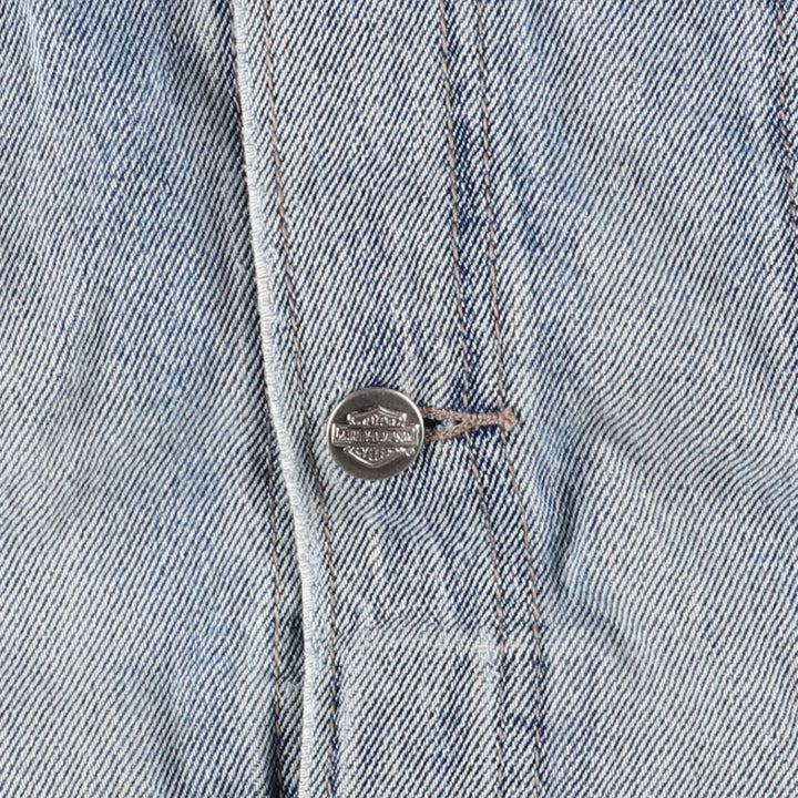 Harley-Davidson Back Logo Hidden Button-Down Denim Vest, Men's Size XL cotton blue type Vintage Second Hand
