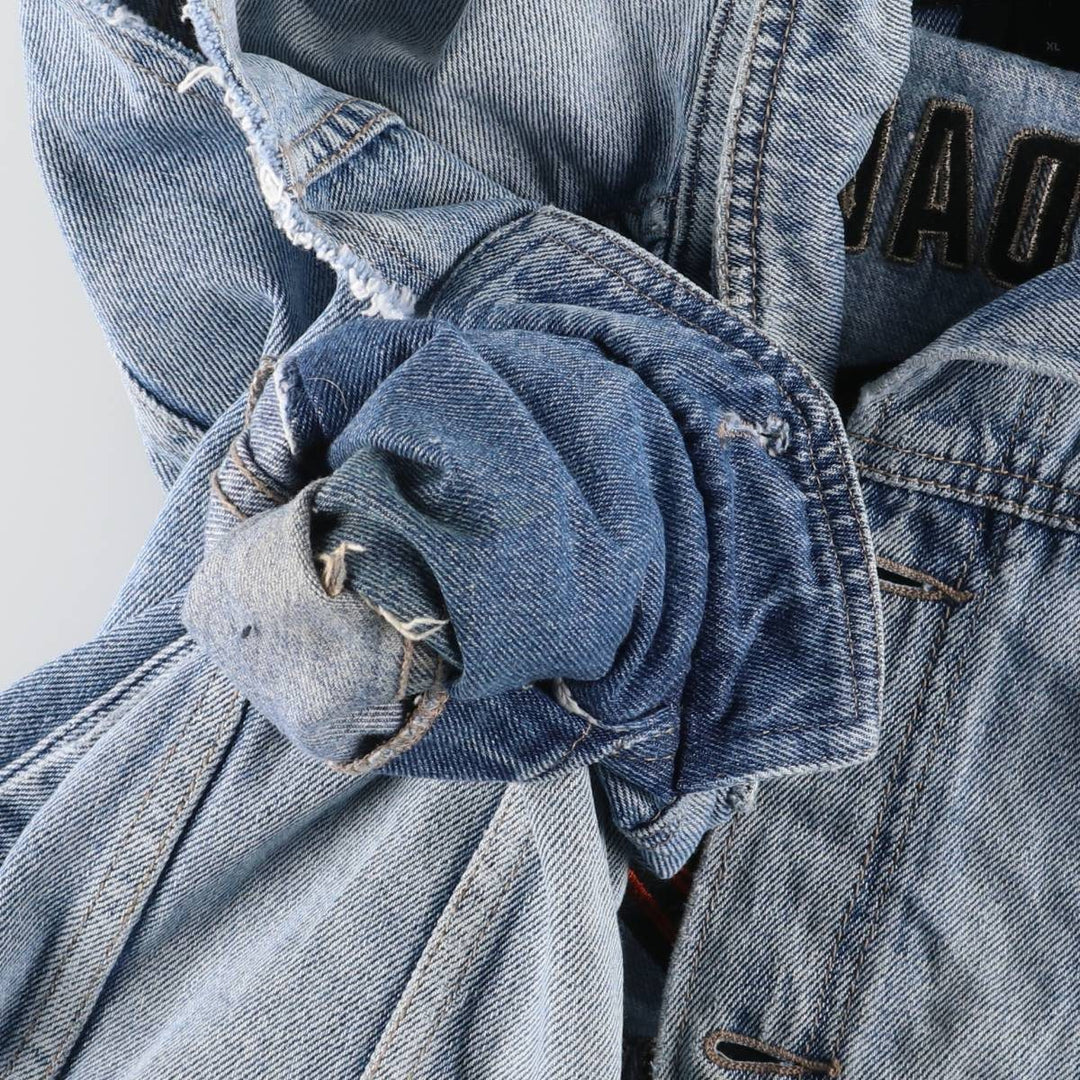 Harley-Davidson Back Logo Hidden Button-Down Denim Vest, Men's Size XL cotton blue type Vintage Second Hand