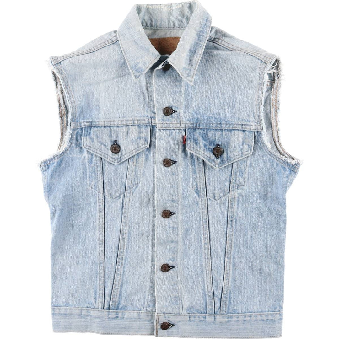 90'S Levi's 70505-0213 Cut-Off Denim Vest, Made in USA, Men's Size Medium, Vintage unclear Blue type light blue Vintage Second Hand