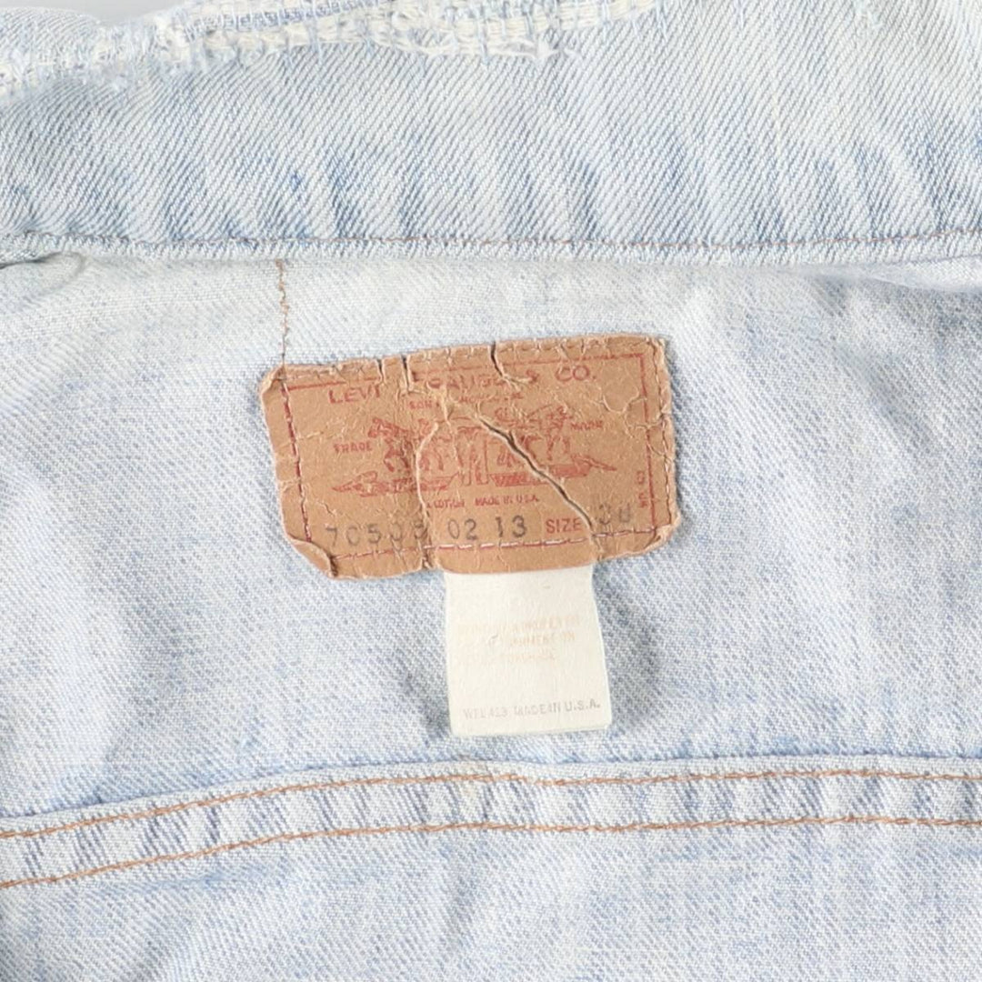 90'S Levi's 70505-0213 Cut-Off Denim Vest, Made in USA, Men's Size Medium, Vintage unclear Blue type light blue Vintage Second Hand