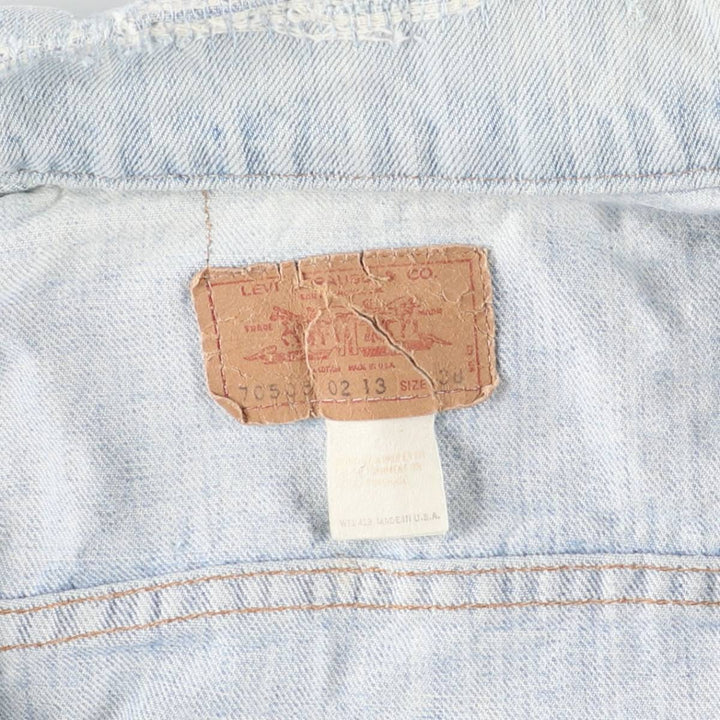 90'S Levi's 70505-0213 Cut-Off Denim Vest, Made in USA, Men's Size Medium, Vintage unclear Blue type light blue Vintage Second Hand