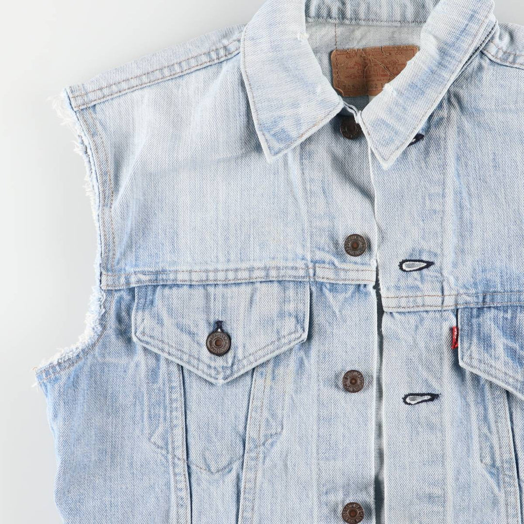 90'S Levi's 70505-0213 Cut-Off Denim Vest, Made in USA, Men's Size Medium, Vintage unclear Blue type light blue Vintage Second Hand