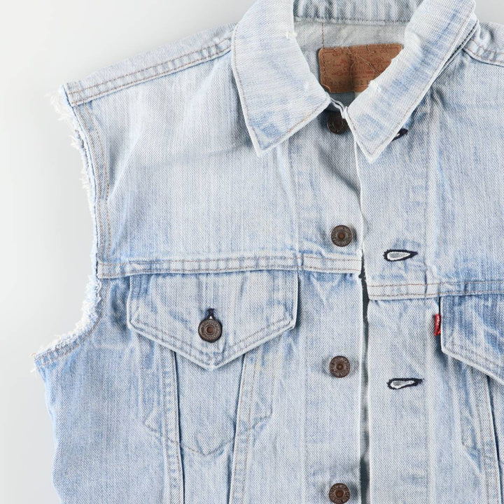90'S Levi's 70505-0213 Cut-Off Denim Vest, Made in USA, Men's Size Medium, Vintage unclear Blue type light blue Vintage Second Hand