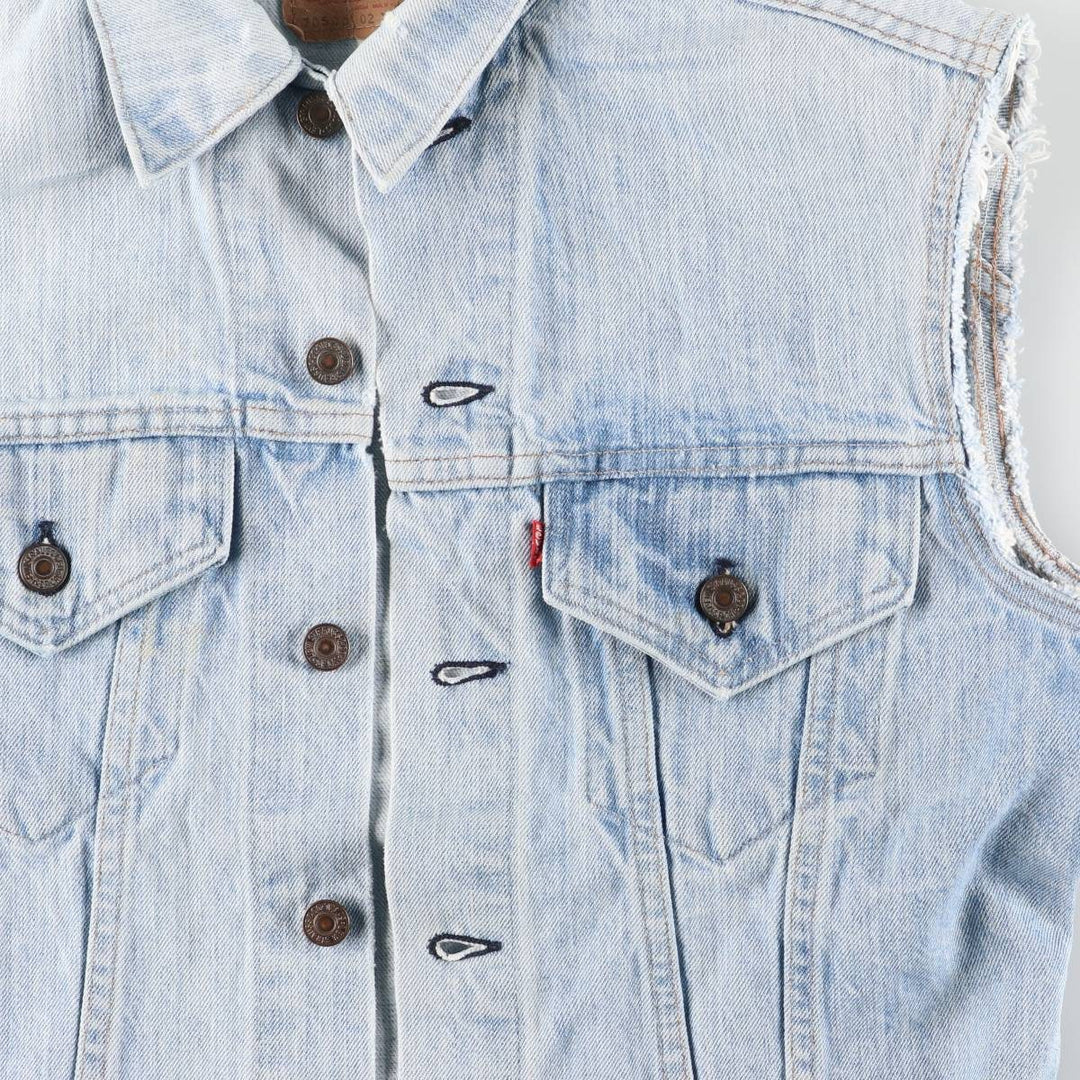 90'S Levi's 70505-0213 Cut-Off Denim Vest, Made in USA, Men's Size Medium, Vintage unclear Blue type light blue Vintage Second Hand