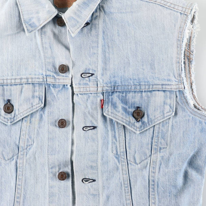 90'S Levi's 70505-0213 Cut-Off Denim Vest, Made in USA, Men's Size Medium, Vintage unclear Blue type light blue Vintage Second Hand