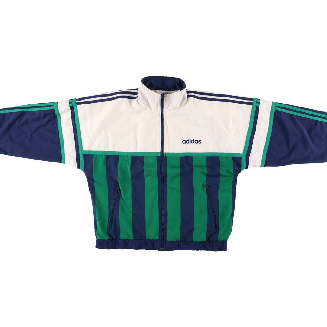 Special Price: 90s-00'S Adidas Stripe Pattern Windbreaker with Back Logo, Men's Size Medium polyester white type Vintage Second Hand