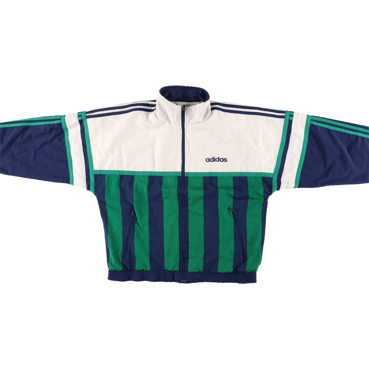 Special Price: 90s-00'S Adidas Stripe Pattern Windbreaker with Back Logo, Men's Size Medium polyester white type Vintage Second Hand