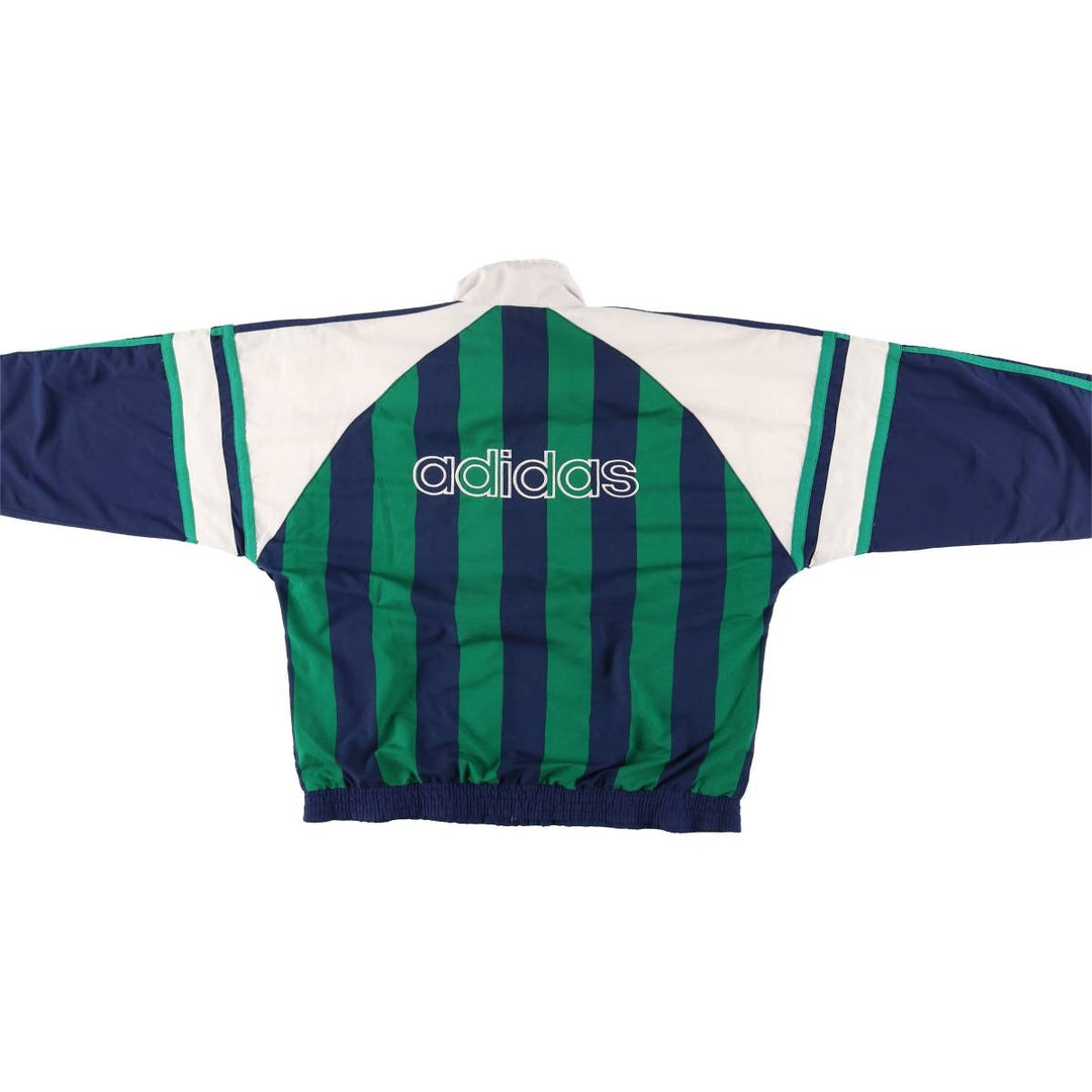 Special Price: 90s-00'S Adidas Stripe Pattern Windbreaker with Back Logo, Men's Size Medium polyester white type Vintage Second Hand