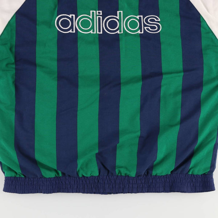 Special Price: 90s-00'S Adidas Stripe Pattern Windbreaker with Back Logo, Men's Size Medium polyester white type Vintage Second Hand