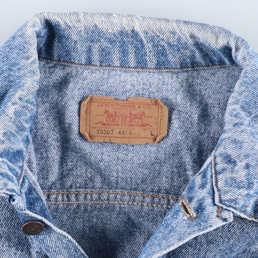 Vintage 1980s-1990'S Levi's 70507-4813 Chemical Wash Denim Jacket, Made in the USA, Men's Size L cotton blue type Vintage Second Hand