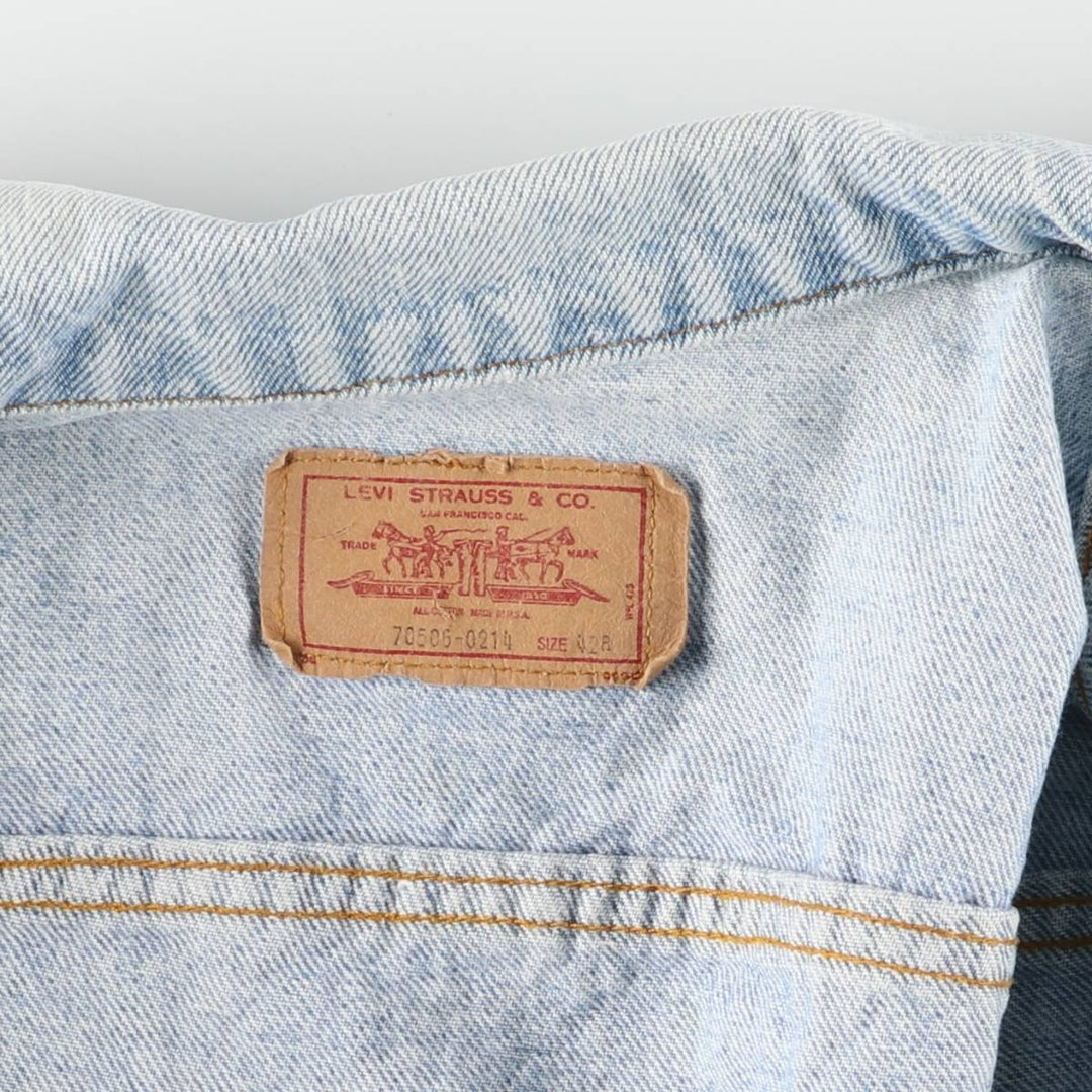 90'S Levi's 70506-0214 denim jacket, denim jacket, made in USA, men's size M, vintage cotton blue type Vintage Second Hand
