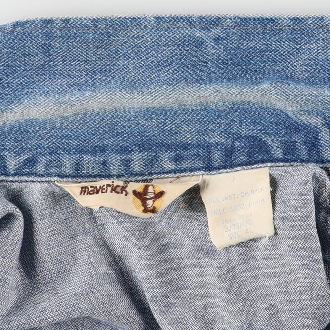 80'S Maverick denim jacket, made in USA, men's size M, vintage cotton blue type Vintage Second Hand
