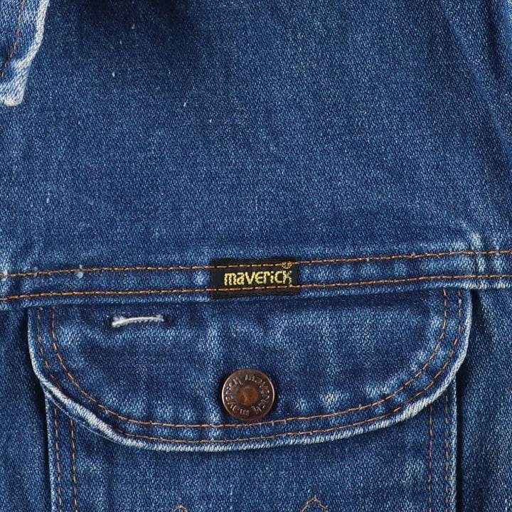 80'S Maverick denim jacket, made in USA, men's size M, vintage cotton blue type Vintage Second Hand
