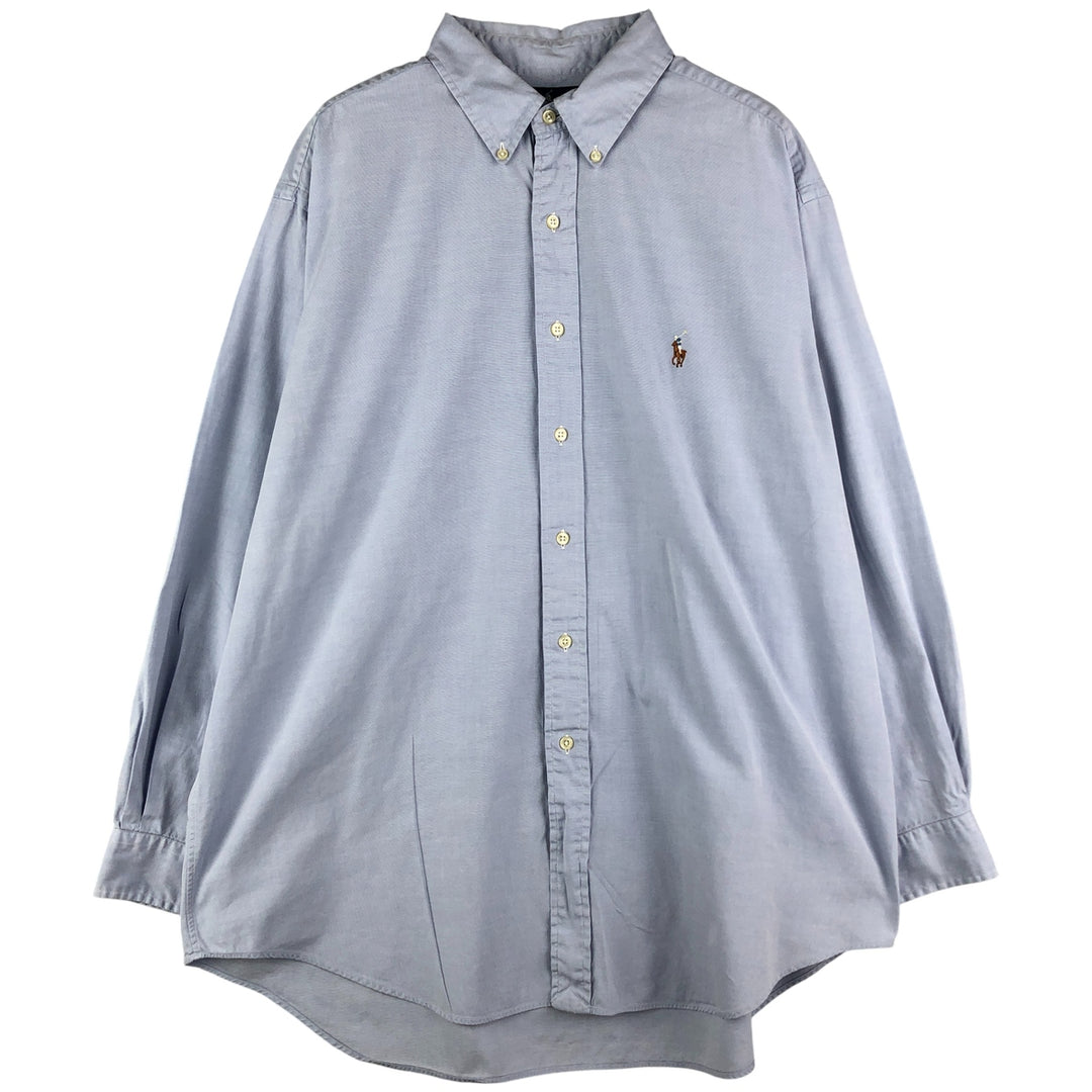 Ralph Lauren YARMOUTH long sleeve button down shirt, men's XL size cotton Blue type light blue Vintage Second Hand