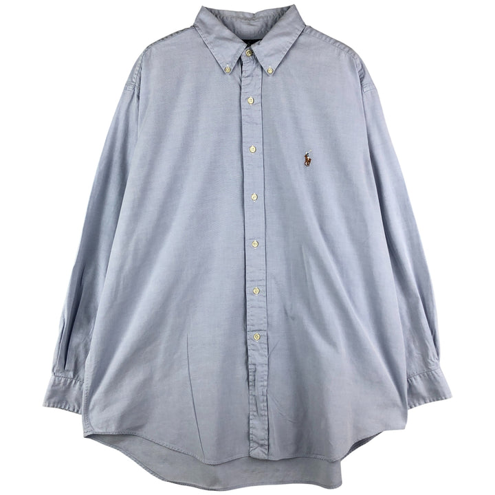 Ralph Lauren YARMOUTH long sleeve button down shirt, men's XL size cotton Blue type light blue Vintage Second Hand