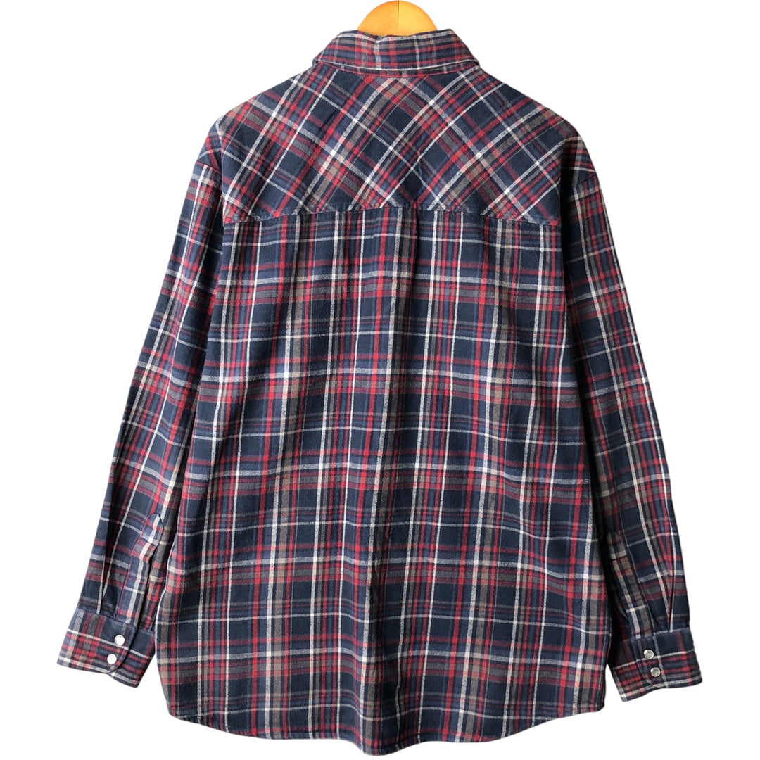 Dickies Long Sleeve Light Flannel Check Shirt, Men's Size L cotton navy blue type Vintage Second Hand