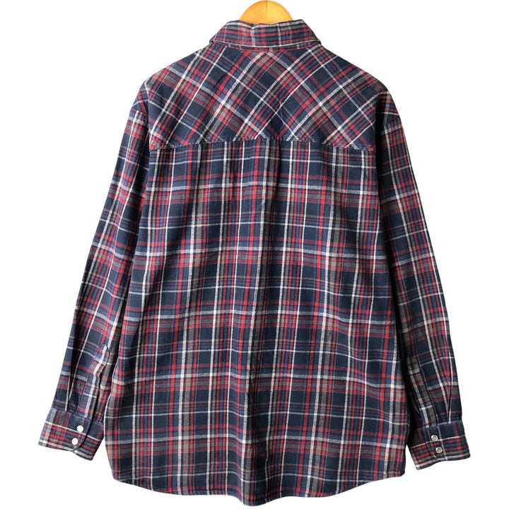 Dickies Long Sleeve Light Flannel Check Shirt, Men's Size L cotton navy blue type Vintage Second Hand