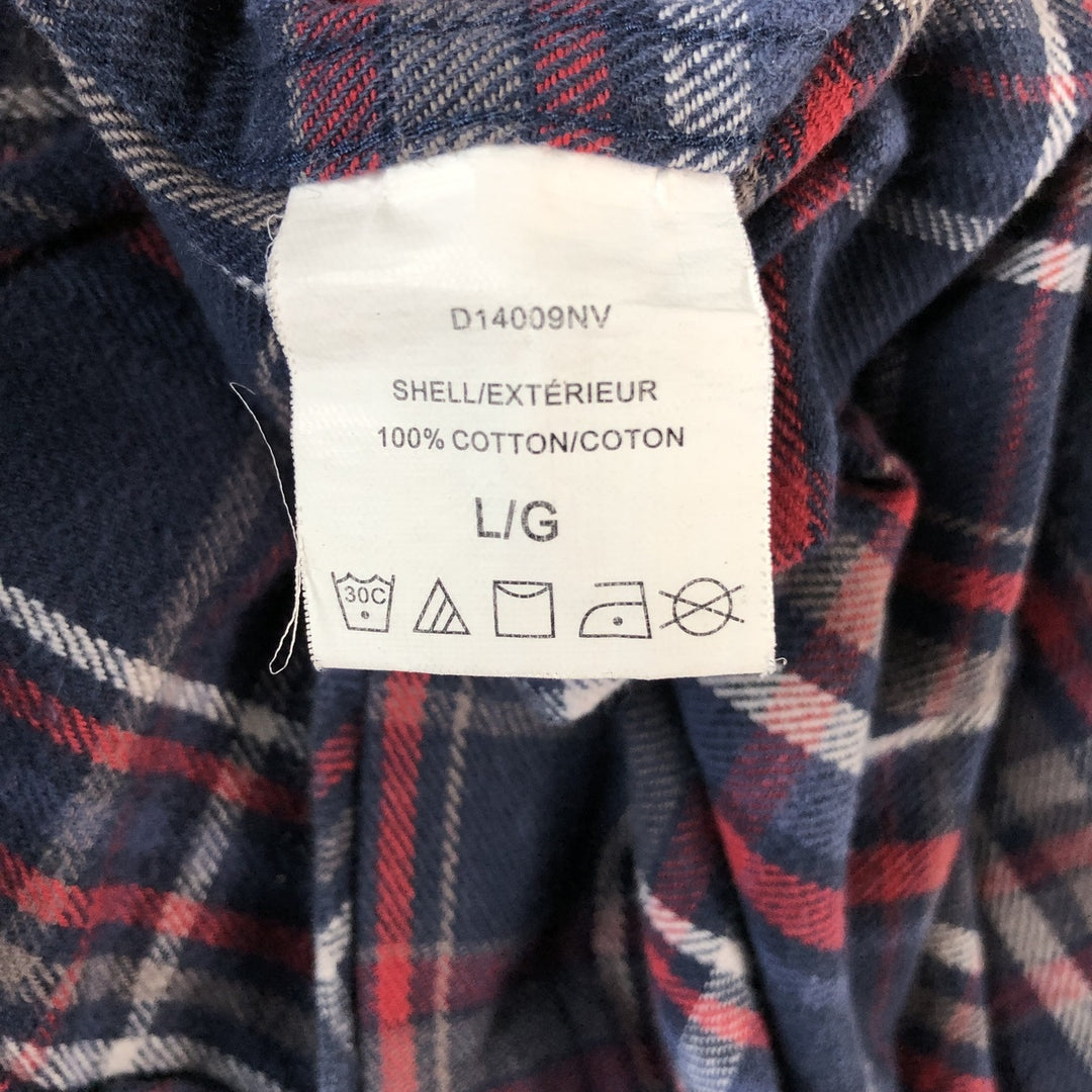 Dickies Long Sleeve Light Flannel Check Shirt, Men's Size L cotton navy blue type Vintage Second Hand